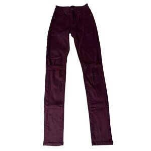 Carmar Womens Distressed Burgundy Skinny Jeans Size 24